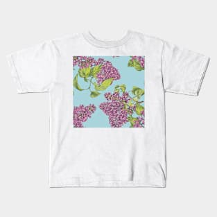 Lilac flower on blue Kids T-Shirt